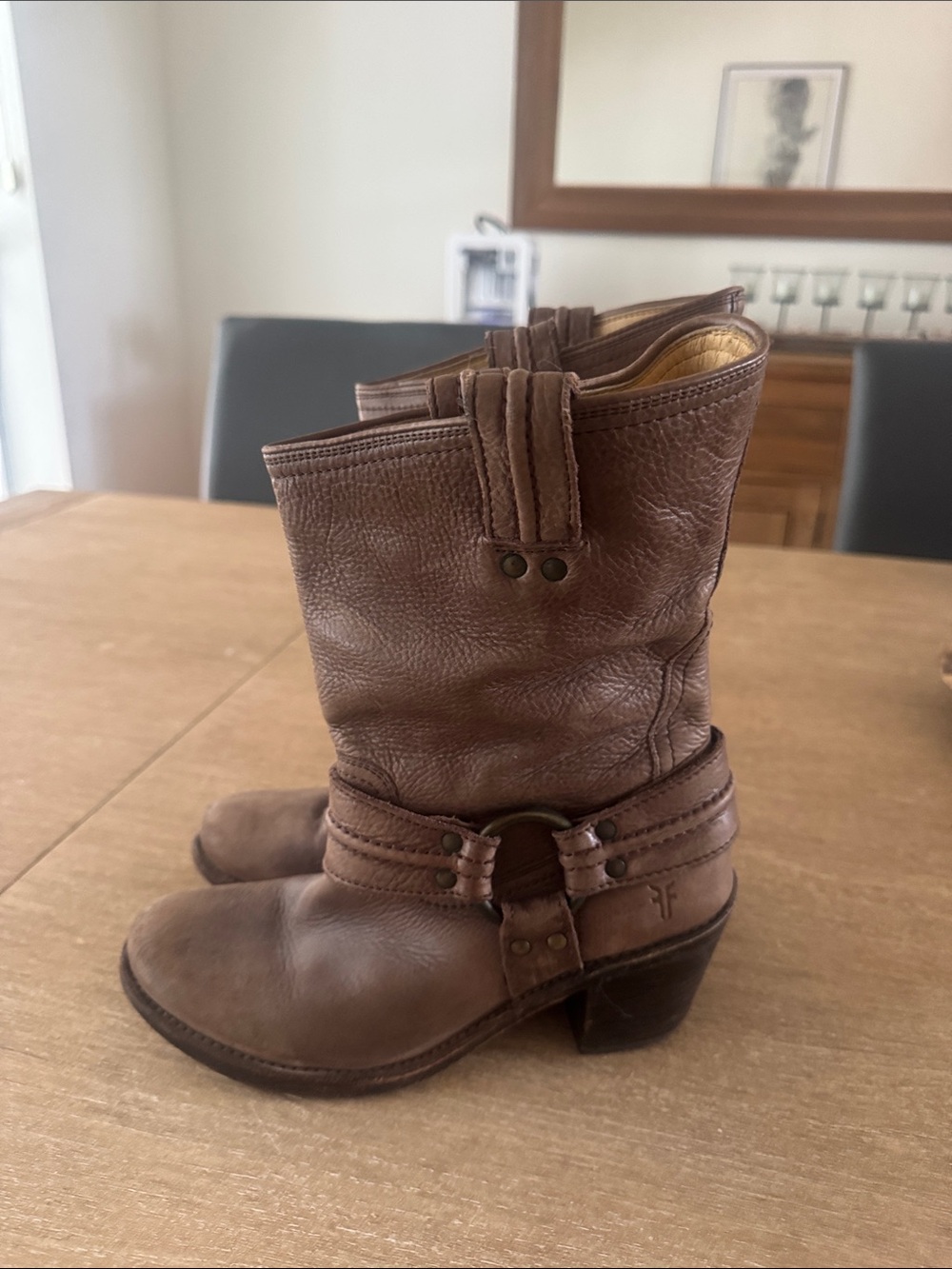 Frye Classic Brown Leather Mid-Calf Boots - Picture 4 of 8